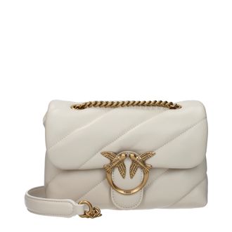 Pinko Pinko Damens Love Puff Umh&auml;ngetasche aus wei&szlig;em Leder/Seide