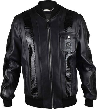Philipp Plein Leren jas Zwart
