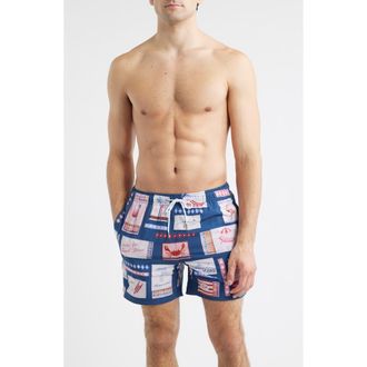 MAVRANS Match Box Swim Trunks in Blue at Nordstrom, Size Xx-Large