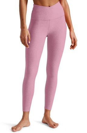 Beyond Yoga At Your Leisure Space Dye High Waist Midi Leggings in Pink Haze Heather at Nordstrom, Size Medium