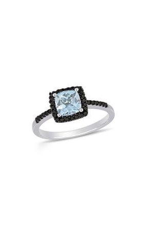 Delmar Cushion-Cut Aquamarine & Black Diamond Ring in Blue at Nordstrom Rack, Size 5