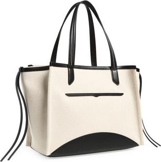 J.W.Anderson Loafer Cabas Leather Trim Tote in Natural/black 157 at Nordstrom