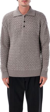 Bottega Veneta Grey Woven Polo Sweater