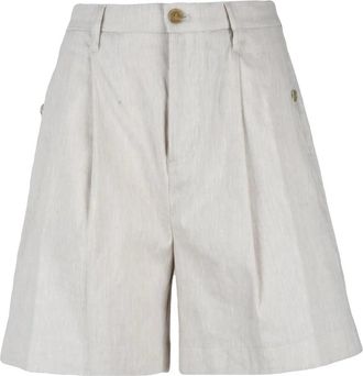 Department Five White High-Waisted Stretch Linen-Cotton Bermuda Shorts