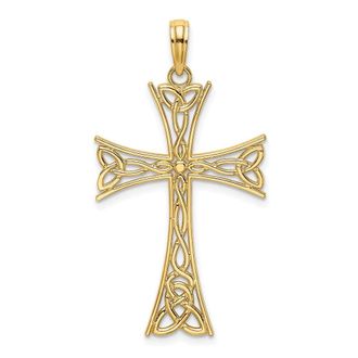 Diamond2Deal 14k Yellow Gold Polished Celtic Knot Cross Charm