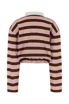 Prada Womens Embroidered Cotton Oversize Polo Shirt Alabastro+tabacco Exterior Exterior: T-shirts And Polos