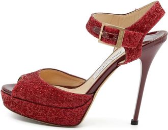 Jimmy Choo London 125mm leather heeled sandals - Red