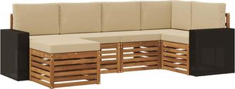vidaXL Conjunto De Sof&aacute;s De Exterior 6 Uds. Natural Y Beige Poli&eacute;ster Vidaxl