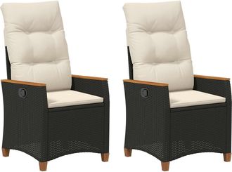 vidaXL Silla De Jard&iacute;n Reclinable Negro Y Crema 64 X 57,5 X 112 Cm Vidaxl