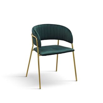 Konte Design Lote de 2 sillas, tejido efecto terciopelo verde, estructura dorada