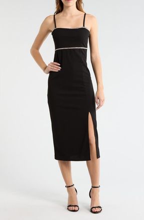 Madden Girl Rhinestone Trim Empire Waist Midi Dress in Black at Nordstrom Rack, Size X-Large