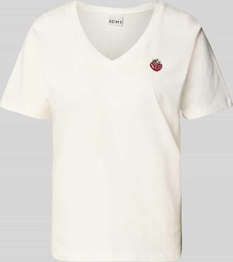 Ichi T-Shirt mit Motiv-Stitching Modell KENNEDY in Offwhite, Gr&ouml;&szlig;e XS