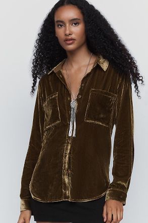 Pilcro Hadley Velvet Relaxed Buttondown Shirt