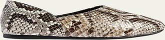 Khaite Jane Snake-Printed Leather Flats