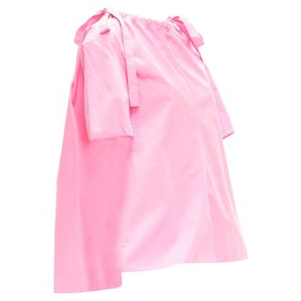 Marni cotton side drawstring collar trapeze top