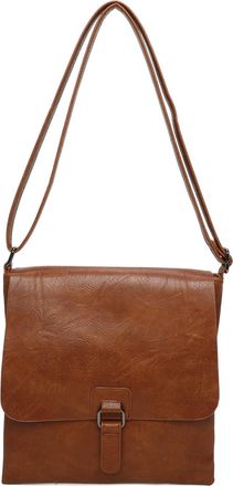 Generic Womens Vegan Leather Crossbody Bag, Satchel Bag, Flap Closure with Buckle (Brown)
