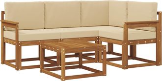 vidaXL Conjunto De Sof&aacute;s De Exterior 5 Uds. Natural Y Beige Vidaxl