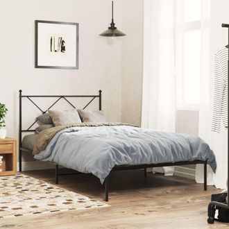 vidaXL Estructura Cama Sin Colch&oacute;n Con Cabecero Metal Negro 107x203 Cm Vidaxl