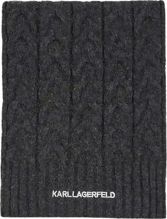 Karl Lagerfeld K/Essential Sjaal - Dames - Wintersjaals - Grijs - ONE Size - Wol - Accessoires