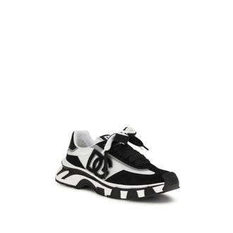 Dolce & Gabbana Mens Black Calf Leather Bos Taurus Athletic Sneakers