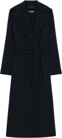 Max Mara Poldo Lange Jas - Dames - Jas met riem - Blauw - XS - Wol - Jassen