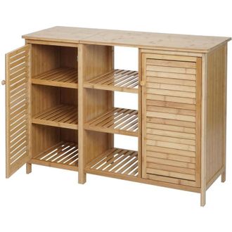 Hhg Arredo bagno bambu a listelle serie 837 armadietto 2 ante 87x99x33cm