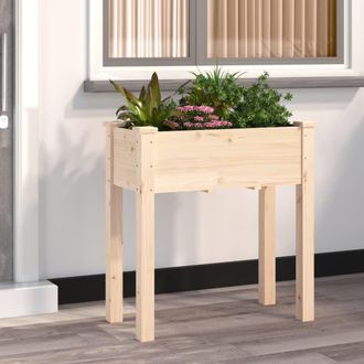 vidaXL Vidaxl - Jardinera Con Forro Interior Madera Maciza De Abeto 71x37x76 Cm
