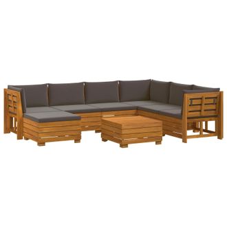 vidaXL Conjunto De Sof&aacute;s De Exterior Con Coj&iacute;n 8 Pieza Marr&oacute;n Vidaxl