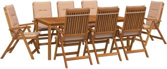vidaXL Conjunto De Comedor De Jard&iacute;n De 9 Piezas Natural Vidaxl