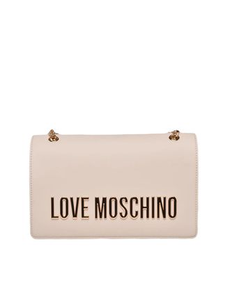 Love Moschino White Polyurethane Logo Crossbody Bag