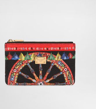 Dolce & Gabbana Carretto-print Canvas Card Holder - Woman Wallets And Small Leather Goods Multicolor Onesize