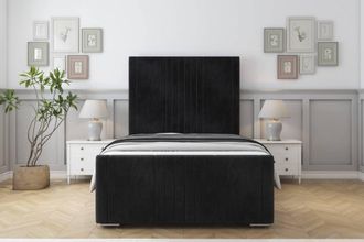 Sloomy Harrington Naples Frame-Mattress - 50 Upholstered Headboard in Black | Size: Single