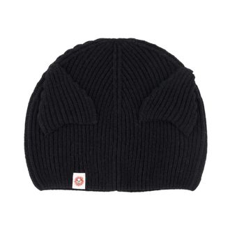 Charles Jeffrey Loverboy Loverboy by Charles Jeffrey - Ears Rib Beanie - unisex - Accessoires - Zwart - Maat: ONE Size Wol