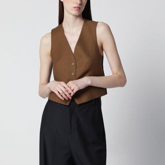 Burberry Brown wool and mohair vest by Burberry