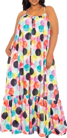 Buxom Couture Polka Dot Maxi Dress in Violet Multi at Nordstrom