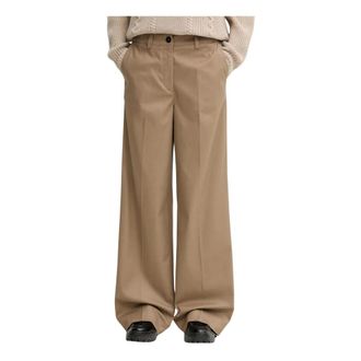 Marc O'Polo Wide Broeken - Dames - Wijde Broeken - Bruin - 2XL - Broeken