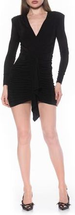 Alexia Admor Nova Long Sleeve Draped Minidress in Black at Nordstrom Rack, Size X-Large