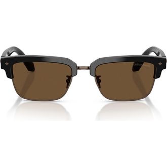 A|X Armani Exchange 52mm Rectangular Sunglasses in Black /Dark Brown at Nordstrom