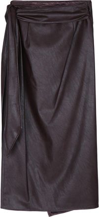 Elisabetta Franchi Womens Gonna Longuette Eco Pelle Darkchocolate Gonne Skirt