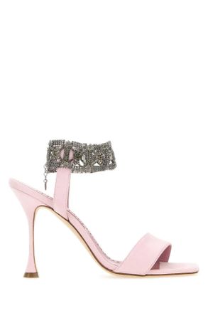 Manolo Blahnik Womens Pastel Pink Suede Lierasan Sandals - Light Pink - Size EU 41