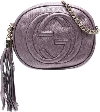 Gucci 2016-2025 Soho metallic mini-crossbodytas van bewerkt kalfsleer met ketting - Paars
