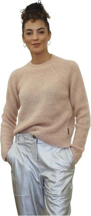 Alessia Santi Geribbelde Pullover - Dames - Ronde hals truien - Beige - L - Wol - Truien & Vesten