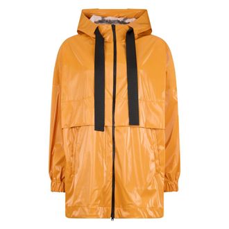 Herno Rain Jackets, female, Orange, Size: M Orange waterproof jacket with hood and pockets
