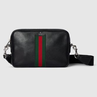 Gucci Web Trademark Small Crossbody Bag, Black, Leather