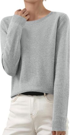 Generic Womens Jumpers Crew Neck Long Sleeve Knitted Basic Tops Lightweight Casaul Pullover Sweaters Ladies Jumpers Autumn Clothing (UK, Alpha, XL, Regular, R