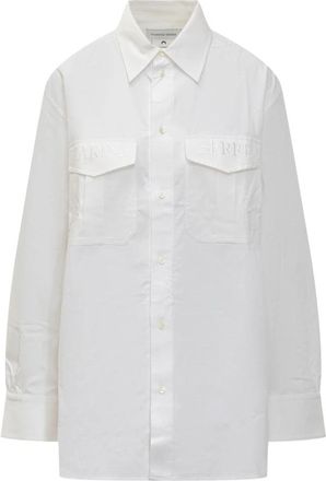 Marine Serre Lange Mouwen Knoopshirt met Kantdetails - Heren - Casual Overhemden - Wit - M - Overhemden