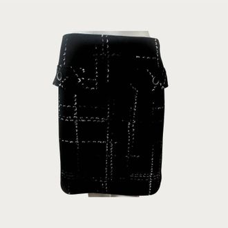 Elliott Lauren Plaid Skirt In Black And White Plaid
