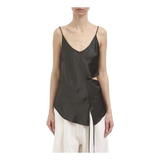 Andrea Ya'aqov Sleeveless Tops, female, Brown, Size: S Tank Top in Viscose