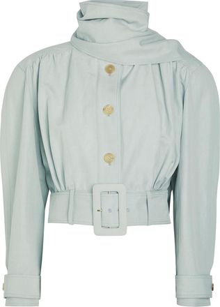 Chlo&eacute; Scarf-effect Linen and Cotton-blend Jacket - Grey - 36 (UK8 / S)