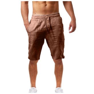 Generic Mens Linen Shorts Summer Shorts with Pockets Elasticated Waist Beach Yoga Joggers Casual Sweatpants Lightweight Casual Comfy Holiday Beach Linen Short